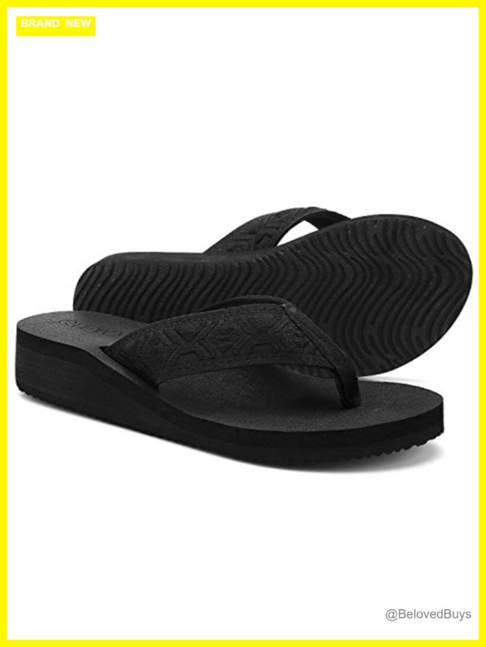 Women's Platform Flip Flops with Arch Support, Yoga Mat Cushion, Non Skid Sole